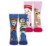 HEAT HOLDERS 2 Paires Enfant Chaussettes Toy Story Lite | Polaire Chaudes Chaussettes Disney | Woody et Buzz (27-30, Histoire de jouet)