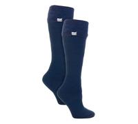 HEAT HOLDERS 2 Paires Femme Chaussettes Hautes Hiver Bottes de Pluie LonguesThermique Chaudes (37-42, Indigo)