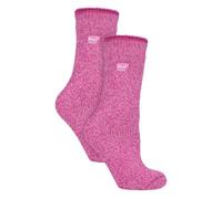 HEAT HOLDERS 2 Paires Femme Chaussettes Laine Merinos Chaussette de Randonnée Laine | Chaussette Chaudes et Epaisse (37-42, Rose)