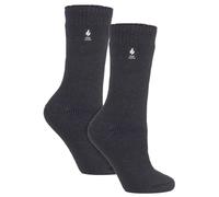 HEAT HOLDERS 2 Paires Femme Chaussettes Thermiques pour Hiver Chaussettes Chaudes en Polaire (37-42, charbon)