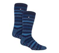 HEAT HOLDERS 2 Paires Homme Chaussettes Antidérapantes Chaussettes Pantoufles Homme | Chaussettes de Lit Thermiques Hiver (39-45, Marine/Jean)