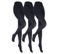 HEAT HOLDERS 3 Paires Fille Collant Hiver en Noires Thermique Collant Opaque pour Enfants (7-8 Ans, Marine)