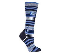 HEAT HOLDERS - Femme Chaudes Longues Hautes Ultra Fines Chaussettes Ski (37-42 EU, Rayure Bleu Foncé)