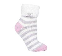 HEAT HOLDERS - Femme Chaudes Polaire Doux Interieur Chaussettes de Lit pour Dormir (37/42, Cream/Light Grey (S TOT))