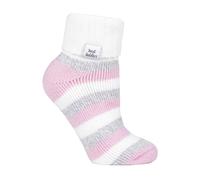 HEAT HOLDERS - Femme Chaudes Polaire Doux Interieur Chaussettes de Lit pour Dormir (37/42, Cream/Light Pink (S Rib))