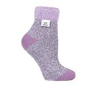 HEAT HOLDERS - Femme Chaudes Polaire Doux Interieur Chaussettes de Lit pour Dormir (37/42, Grey (S Feather))