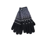 HEAT HOLDERS - Femme Chauds Hiver Polaire Elegant Motif Gants (S/M, Black (Trondheim))