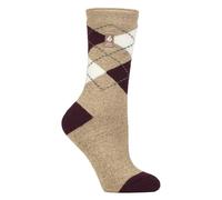 HEAT HOLDERS Femme Chaussettes Lite Chaudes Chaussettes Polaire Fantaisie Colorées | Chaussettes Rigolote Mi-mollet (37-42, Argyle beige)
