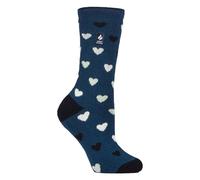 HEAT HOLDERS Femme Chaussettes Lite Chaudes Chaussettes Polaire Fantaisie Colorées | Chaussettes Rigolote Mi-mollet (37-42, Coeurs Marine)