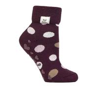 HEAT HOLDERS Femme Chaussettes Polaire Antidérapante Thermiques Chaussettes de Lit pour Hiver (37-42, Points de cabernet)