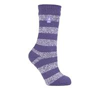 HEAT HOLDERS - Femme Chaussettes Thermiques Anti-Froid Pour Hiver | Epaisses Chaudes Chaussettes (Mulberry Violet/Blanc (Chunky Stripe), 37-42)