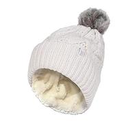 HEAT HOLDERS - Femme Fantaisie Tricot Chaud Hiver Slouch Bonnet Beanie avec Pompon (One Size, Cream (Solna))