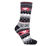 HEAT HOLDERS - Femme Hiver Chaudes Chaussettes Thermiques avec Antidérapantes pour Maison (37/42, Black/Coral (Soul))