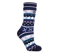 HEAT HOLDERS - Femme Hiver Chaudes Chaussettes Thermiques avec Antidérapantes pour Maison (37/42, Navy/Purple (Soul))