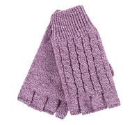 HEAT HOLDERS - Femme Tricot Hiver Gants sans Doigts avec Doublés Polaire pour Froid (One Size, Violet Clair) (Taille Unique, Rose)
