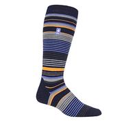 HEAT HOLDERS - Homme Chaudes Longues Hautes Ultra Fines Chaussettes Ski pour Hiver (39-45 EU, Rayure Bleu Foncé)