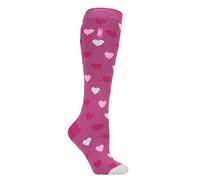 HEAT HOLDERS LITE - Femme Chaudes Polaire Chaussettes Hautes Thermiques avec Motifs pour Hiver (37-42 EU, Coeur Rose)