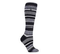 HEAT HOLDERS LITE - Femme Chaudes Polaire Chaussettes Hautes Thermiques avec Motifs pour Hiver (37-42 EU, Bande Noire)