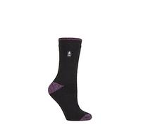 HEAT HOLDERS SOCKSHOP Femme 1.6 TOG Lite À motifs et à rayures Chaussettes thermiques Paquet de 1 (FR/ES, Numérique, 37, 42, Taille normale, Taille normale, Tenerife Talon orteil Noir/Violet)
