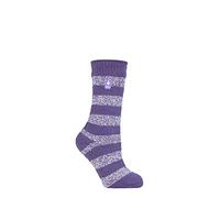 HEAT HOLDERS SOCKSHOP Femme 2.3 TOG À motifs Chaussettes thermiques Paquet de 1 (37-42, Tuscany Chunky Bande Mûre Violet/Blanc)