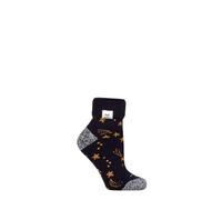HEAT HOLDERS SOCKSHOP Femme Chaussettes - Retourner le brassard Sleep Lite, Lit thermique épais et chaud Chaussettes, À motifs, 1 Paire Taille 37-42 Marine/Or Étoiles