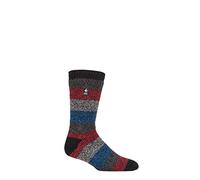 HEAT HOLDERS SOCKSHOP Mens 2.3 TOG À motifs et uni Chaussettes thermiques Paquet de 1 Milan Bande torsadée épaisse Noir/Gris/Rouge 39-45