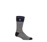 HEAT HOLDERS SOCKSHOP Mens 2.3 TOG À motifs et uni Chaussettes thermiques Paquet de 1 Porto Robuste Bande de bloc Noir/Bleu 39-45