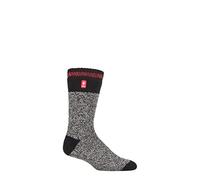 HEAT HOLDERS SOCKSHOP Mens 2.3 TOG À motifs et uni Chaussettes thermiques Paquet de 1 Porto Robuste Bande de bloc Noir/Rouge 39-45