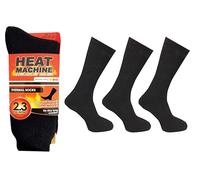 Heat Machine Lot de 3 paires de chaussettes thermiques pour homme - 2,3 TOG - Chaussettes d'hiver isolées pour froid extrême, tricot épais et épais - Haut facile à prendre en main - 39-45, Noir , 6-11
