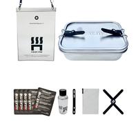 HEAT.me Kit Lunchbox PREMIUM - Boîte à lunch en acier inoxydable 800 ml auto-chauffante | Sans électricité, gaz ou feu | 5 coussinets chauffants inclus