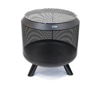 HEAT Outdoor Living Brasero en forme de corne - Panier à feu pour le jardin - Tonneau à feu et foyer - Brasero avec barbecue - Panier à feu en métal solide pour soirées détendues - Schwarz 50x50x60 cm