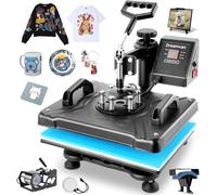 Heat Press 5 en 1 Presse à chaleur Machine 30 x 38 cm/15 "x12" Imprimante de transfert par sublimation à coque pliante Chauffage rapide Contrôle numérique précis de la température Presse chauffante en