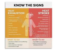 Heat Related Illness Identification Poster Signs of Exhaustion Vs Stroke Comparison Guide Canvas for Outdoor Safety(Framed,12x18inch(30x45cm))