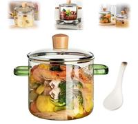 Heat-Resistant Borosilicate Clear Glass Simmer Pot,1.6/2.3L Glass Cooking Pot with Lid,Stove Top and Microwave Glasss Saucepan for Noodle,Soup,Milk,Tea
