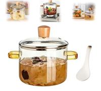Heat-Resistant Borosilicate Clear Glass Simmer Pot,1.6/2.3L Glass Cooking Pot with Lid,Stove Top and Microwave Glasss Saucepan for Noodle,Soup,Milk,Tea