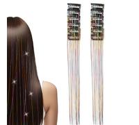 Heat Resistant Hair Tinsel - 12 Pieces Sparkly Clip-In Extensions, 20-Inch Shimmer Fairy Hair For Kids & Teens, Glitter Hir Accessory For Christmas, Braid Party & Festival Decor