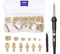 Heat-Set Insert Tip Set - with Soldering Iron and 130Pcs Thread Inserts, for 3D Printer Parts or Plastic Parts EU Plug
