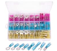 Heat Shrink Wire Connectors Kit, Ginsco Electrical Waterproof Crimp Butt Terminals, Insulated Spade Connectors for Marine Automotive Trailer RV Boat Truck Wiring 250PCS