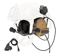 Heatangel Tactical Comta Headset with Arc Rail Adapter Protection auditif avec des coussinets d'oreille en gel pour Airsoft Sports (Coyote Brown)