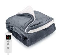 Heated Blanket, Electric Heated Throw 160x130CM Green, 9 Levels &1-9H Timer Auto-Off, Machine Washable, Soft Flannel Sherpa and Full Body Warming, Sofa Bed Office Use, Warm Blanket, Electric