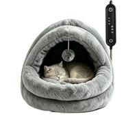 Heated Cat Bed - 3 Temp Adjustable Winter Warmth Shelter Nest with Timer | Detachable Heated Cat Pad For Outside Puppy Winter | Kitten Crate Sleeping