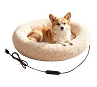 Heated Cat Bed - 3 Timers, 3 Temperature Settings, Soft Warming Pet Pad | Electric Pet Mat - Adjustable Heat for Cats and Small Animals | Plush Fabric Cushion, Timed Warming Pad, Indoor Resting Bed