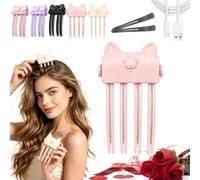 Heated Hair Volume Clips for Women, Wireless Heated Root Lifter Comb (Pink-A)