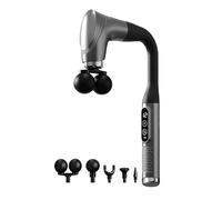 Heated Massager - Electric Massage Hammer Tool With Extended Long Handle 120° Curved Design | Sans Fil Deep Tissue Back Massager 6 Interchangeable Heads 3000 RPM Percussion | For Men Women Mom Dad Hus