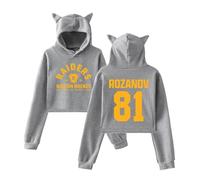 Heated Rivalry Merch Rozanov 81 Print Cat Ear Hoodie - Pull à capuche à manches longues pour femme - Streetwear décontracté - Top TV Series Fans, gris, S