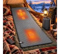 Heated Sleeping Bag Pad Liner for Camping, USB Thermal Sleeping Pad 198x62cm, Waterproof Anti-Slip Electric Heated Mat with 3 Temp Levels Storage Bag for Cold Weather Tent, Hiking，Gray.