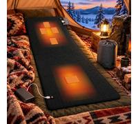 Heated Sleeping Bag Pad Liner for Camping, USB Thermal Sleeping Pad 198x62cm, Waterproof Anti-Slip Electric Heated Mat with 3 Temp Levels Storage Bag for Cold Weather Tent, Hiking，Black.