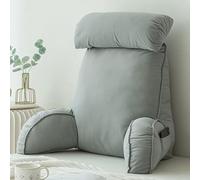 HEATHE Oreiller de Lecture avec Accoudoirs, Coussin Dossier Lit Ergonomique, Support Dos et Cou Repose Nuque, Coussin Incliné Lavable pour Lecture Canapé Salon Adulte Senior，Light Gray