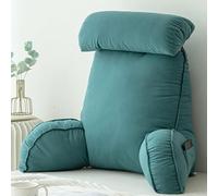 HEATHE Oreiller de Lecture avec Accoudoirs, Coussin Dossier Lit Ergonomique, Support Dos et Cou Repose Nuque, Coussin Incliné Lavable pour Lecture Canapé Salon Adulte Senior，Emerald Green