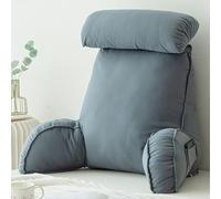 HEATHE Oreiller de Lecture avec Accoudoirs, Coussin Dossier Lit Ergonomique, Support Dos et Cou Repose Nuque, Coussin Incliné Lavable pour Lecture Canapé Salon Adulte Senior，Blue Gray